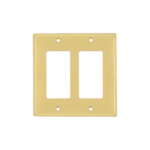 New York Switch Plate with Double Rocker in Polished Brass