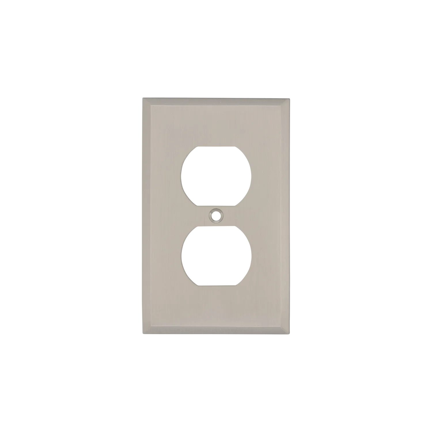 New York Switch Plate with Outlet in Satin Nickel