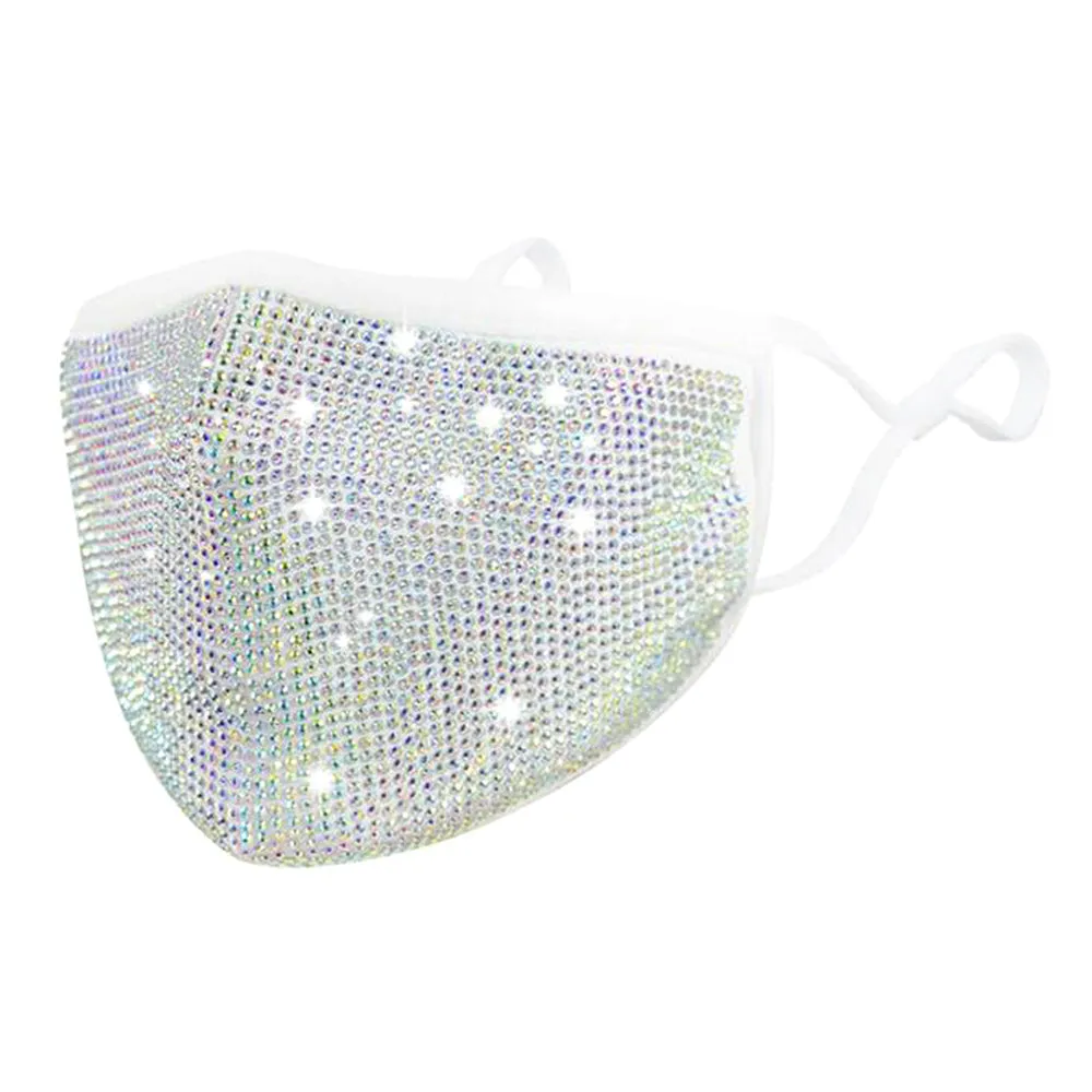 Nori Clear AB Rhinestone Embellished Fashion Mask