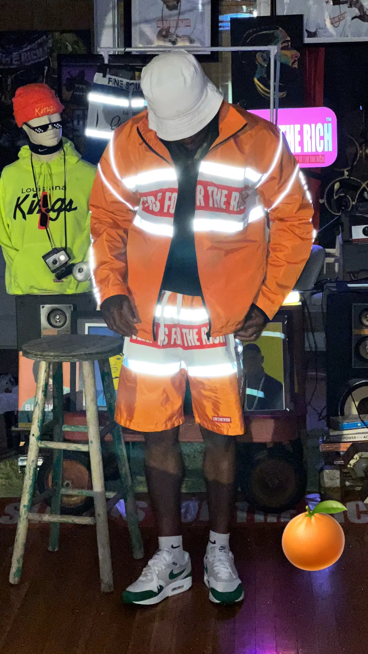 (ORANGE) 3M REFLECTIVE WINDBREAKER SHORT SETS