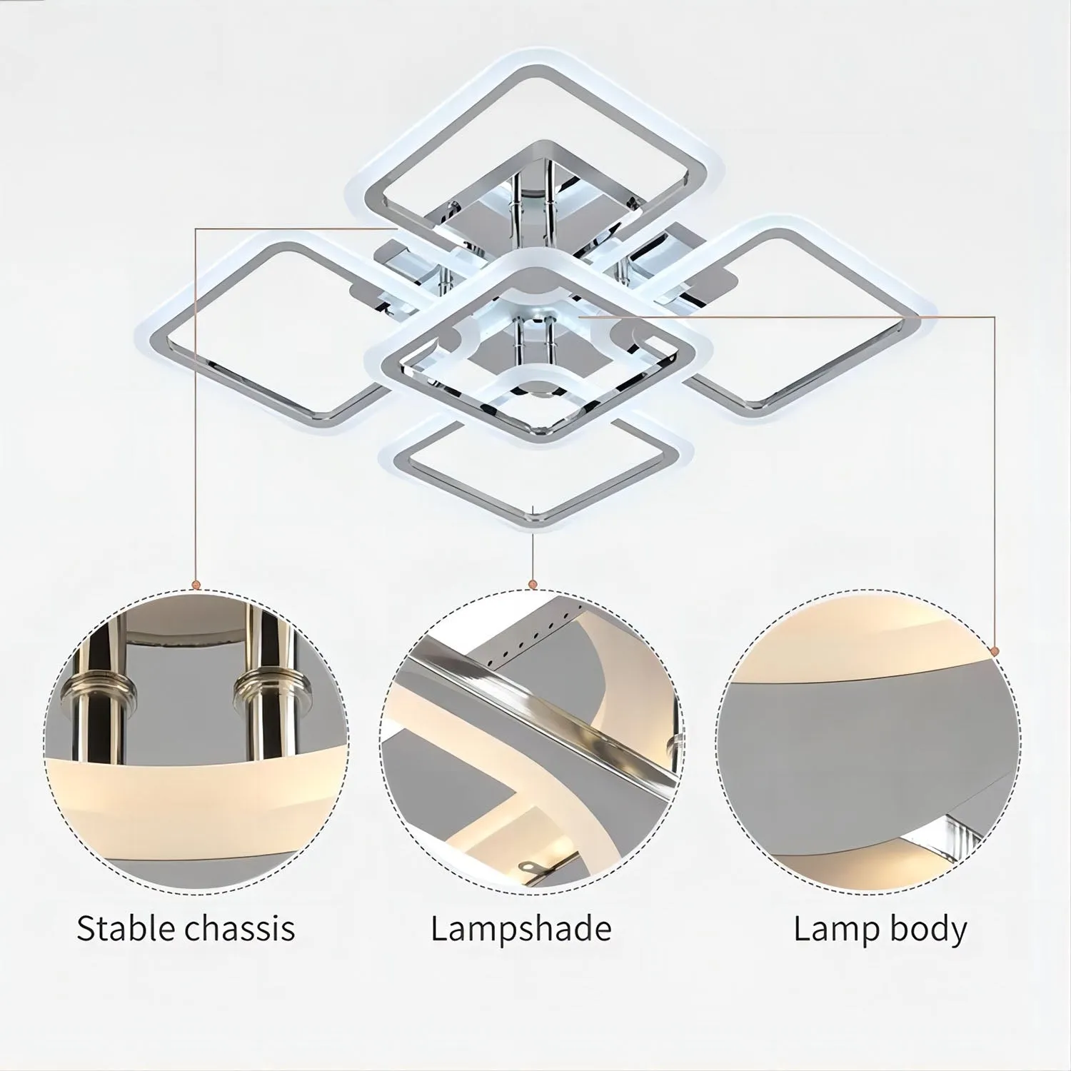 QIYI Kaoli Chrome Modern LED Ceiling Chandelier Remote Dimmable