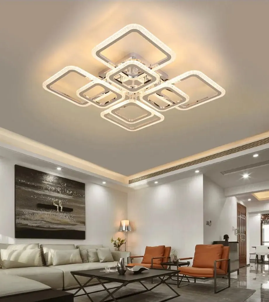 QIYI Kaoli Chrome Modern LED Ceiling Chandelier Remote Dimmable