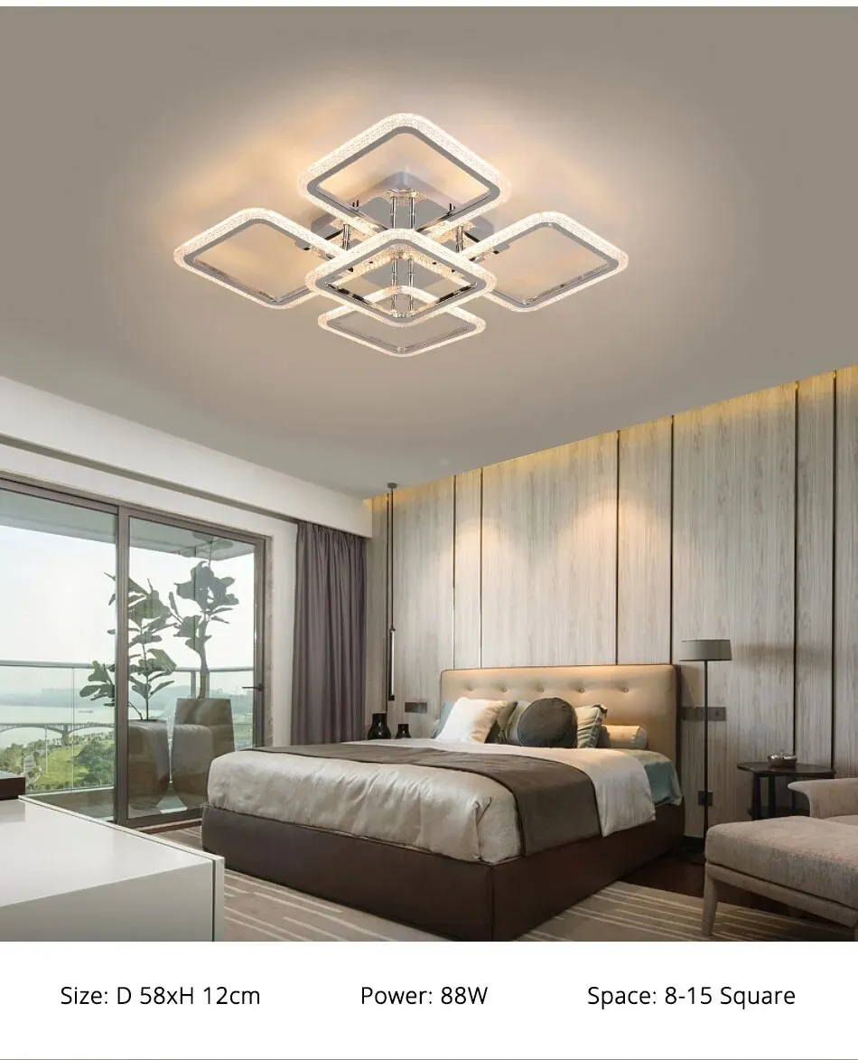 QIYI Kaoli Chrome Modern LED Ceiling Chandelier Remote Dimmable