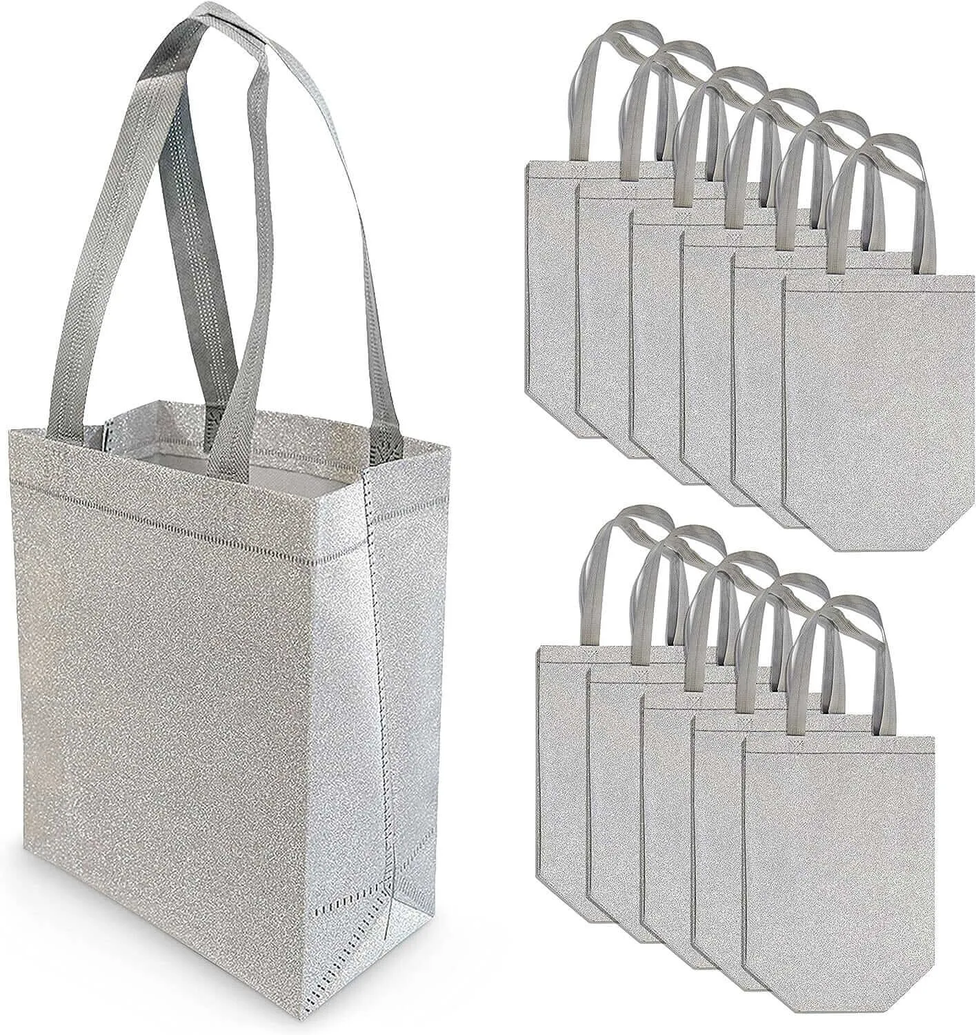 Reusable Silver Glitter Gift Bags