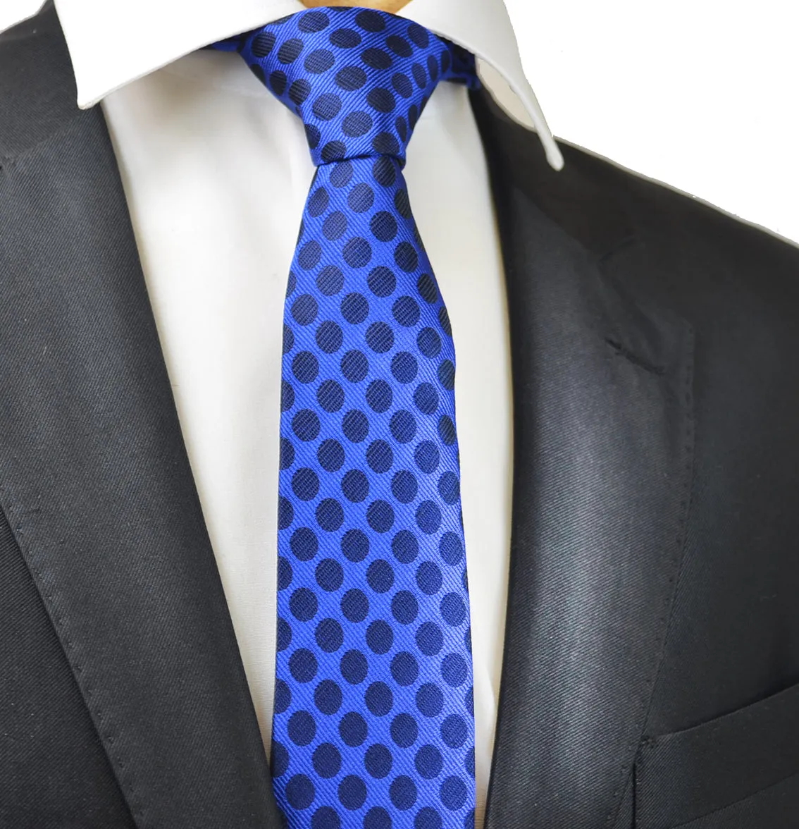 Royal Blue Polka Dot Silk Necktie by Paul Malone