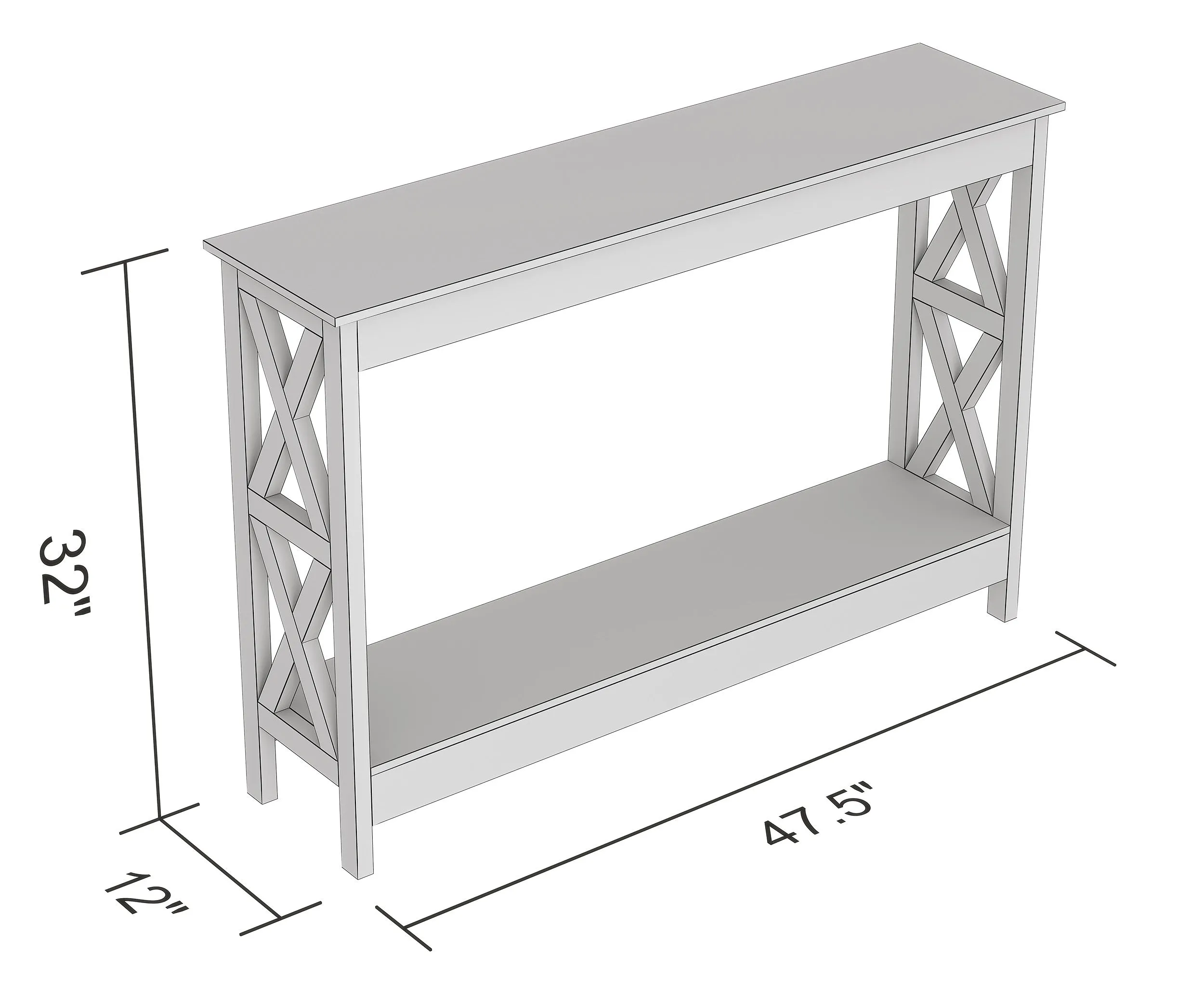 Safdie & Co. Console Table 47.25L Dark Taupe 1 Shelf