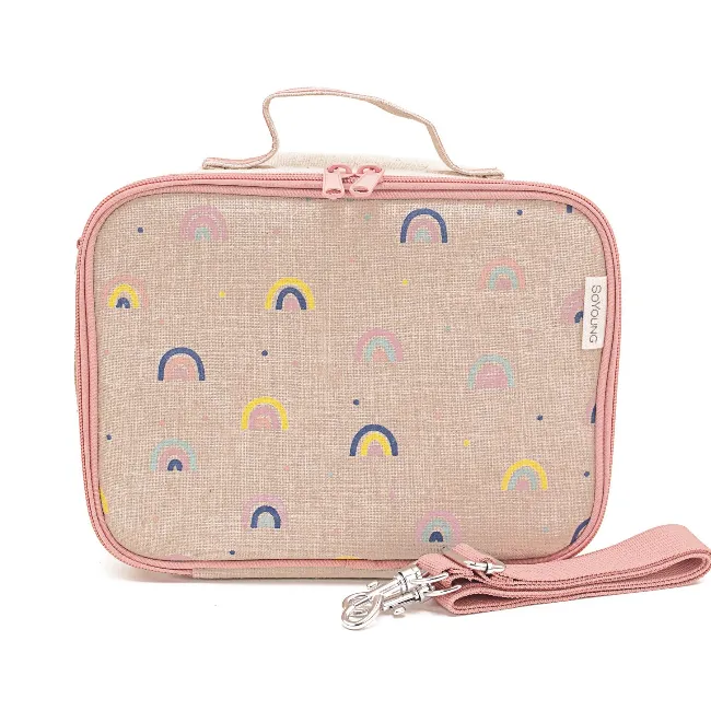 soyoung raw linen lunch box - neo rainbow