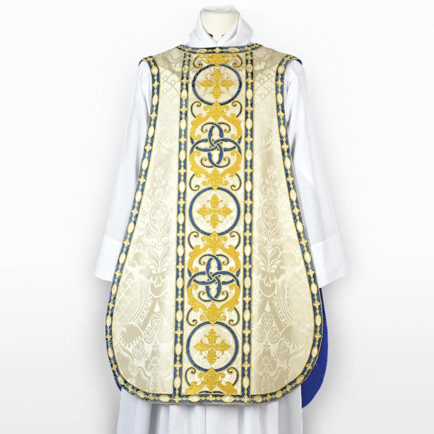 Spanish Chasuble in Cream 'Comper Cathedral' with Embroidered Orphreys