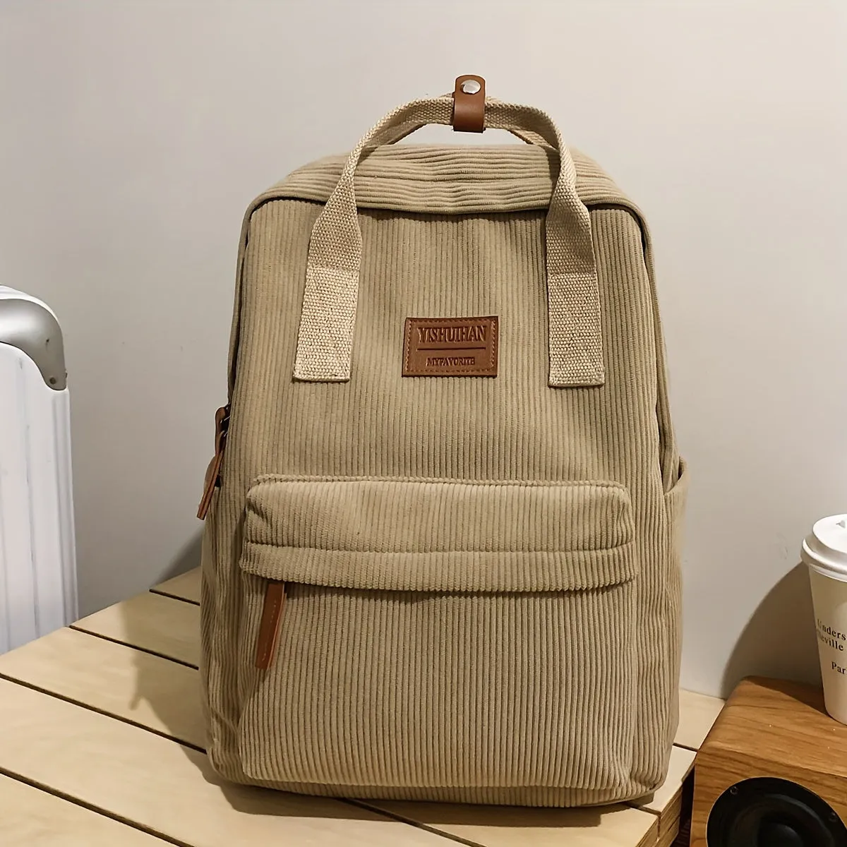 Stylish Corduroy Backpack for Women and Girls