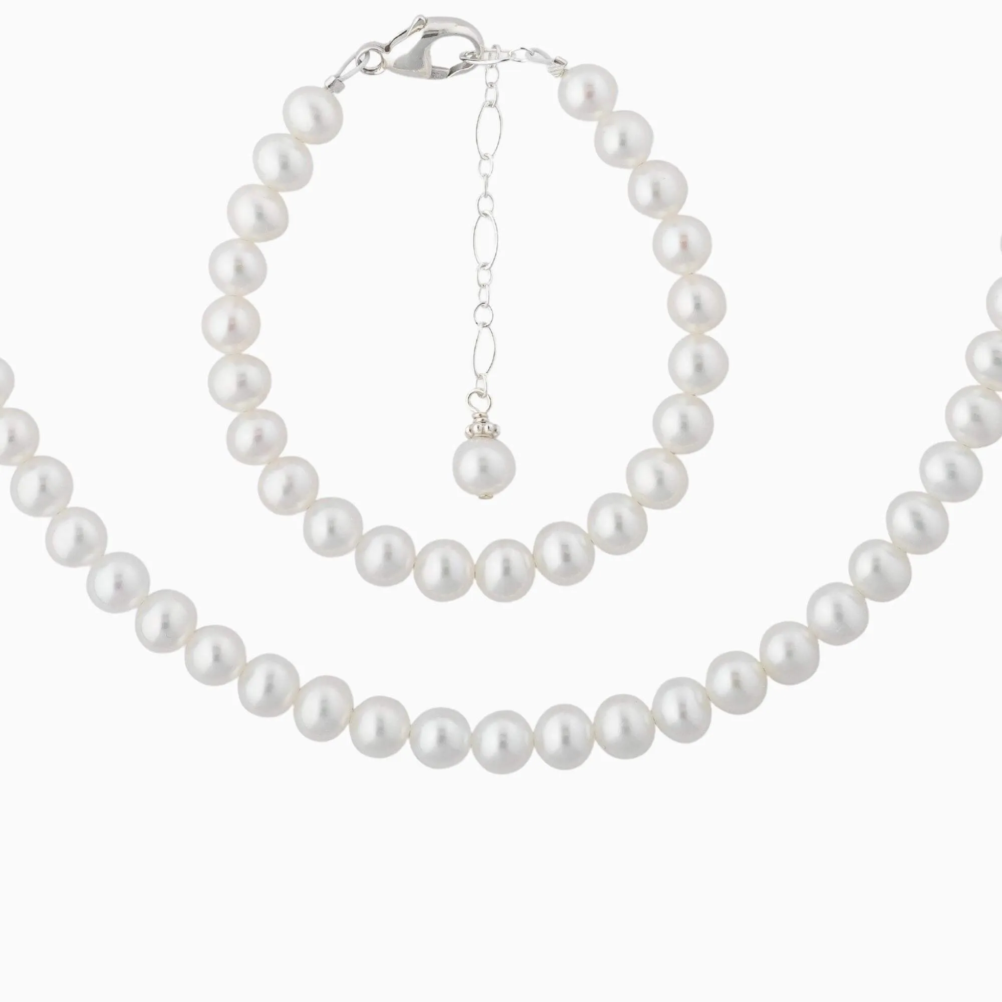 Sweet Pearl Jewelry Set in Silver