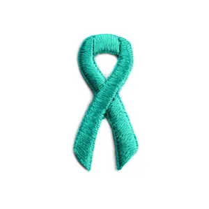 Teal Ribbon Embroidered Stick-ons - 25-pack