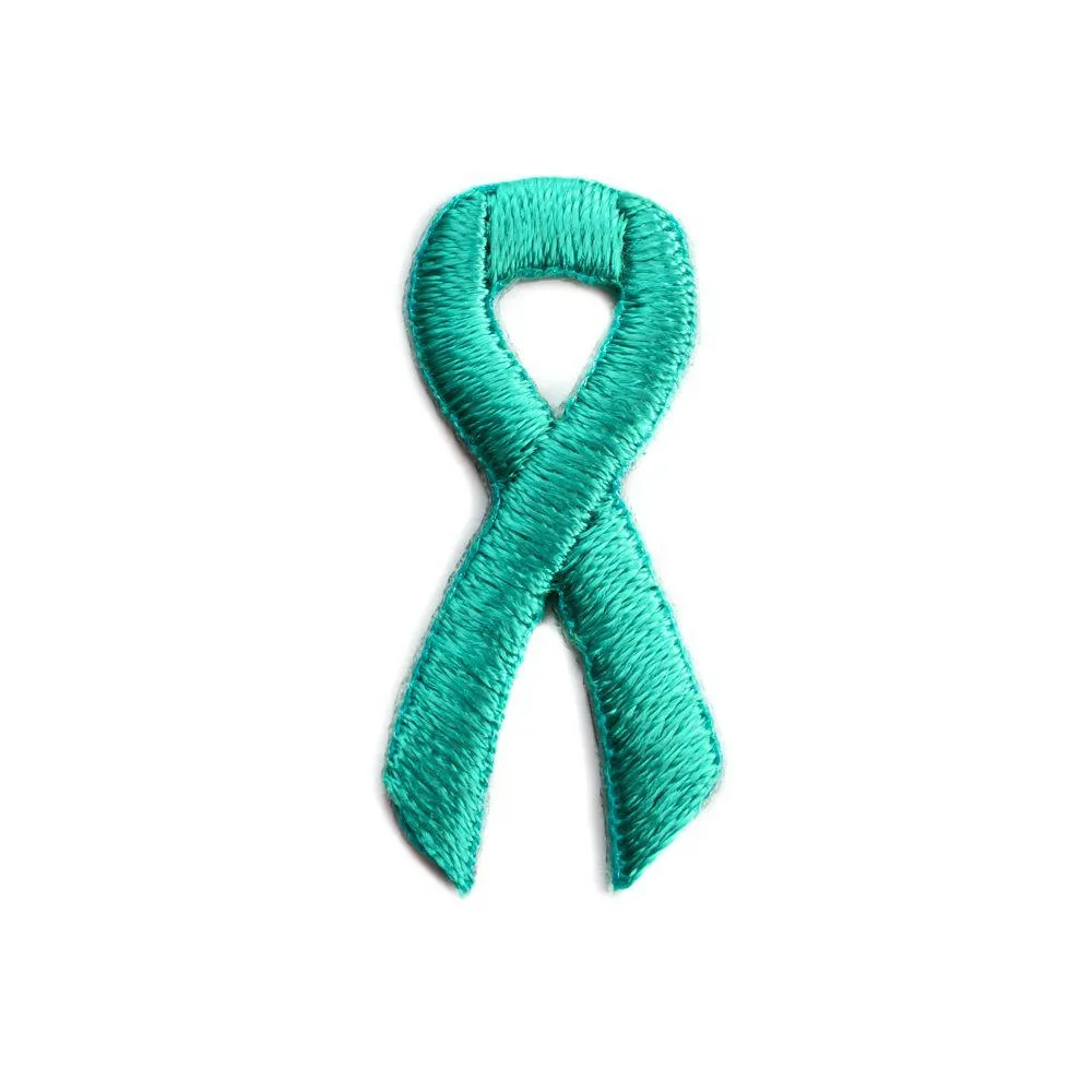 Teal Ribbon Embroidered Stick-ons - 25-pack