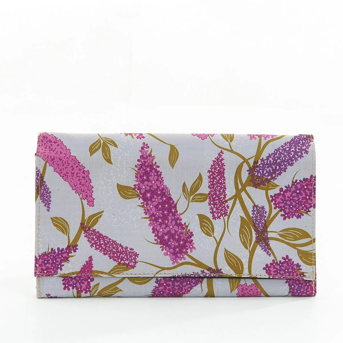 Travel Document Wallet by Eco Chic Waterproof & Durable Fabric Buddleia Design - Grey