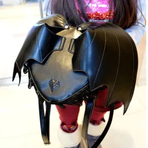 Trendy Gothic PU Dating Backpack Shopping Wing Daypack Bat Lace Bag