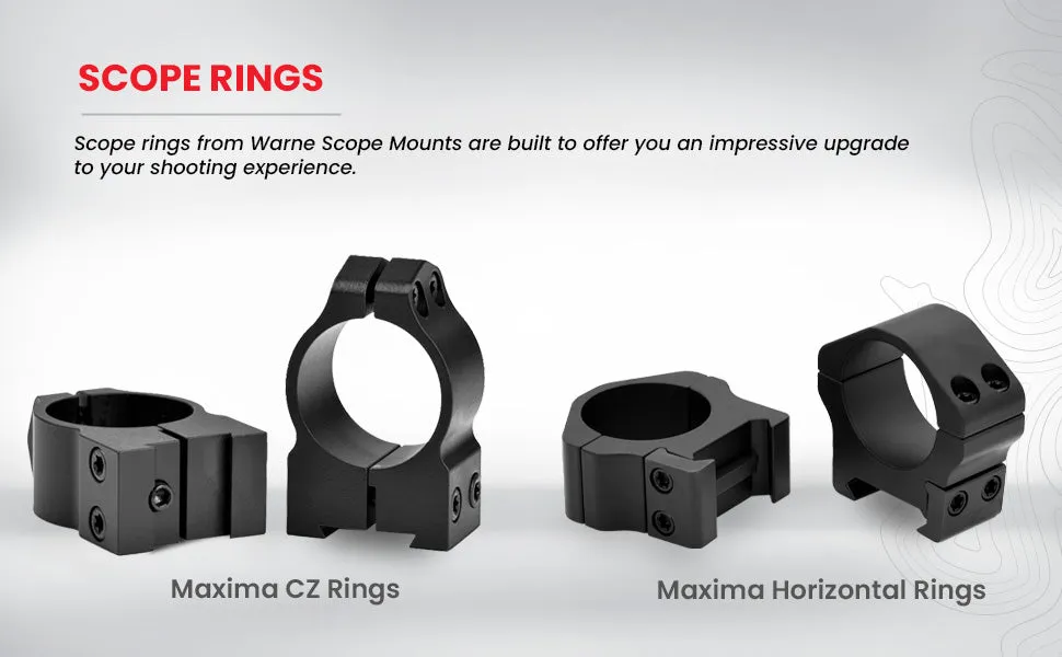 WARNE, Scope Mounts Maxima Horizontal, 1 Inch and 30mm, PA, Optic Rings