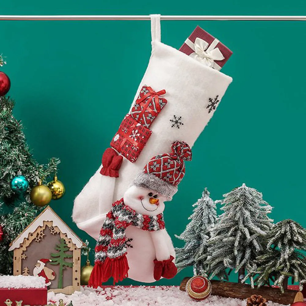 White Snowman Stocking