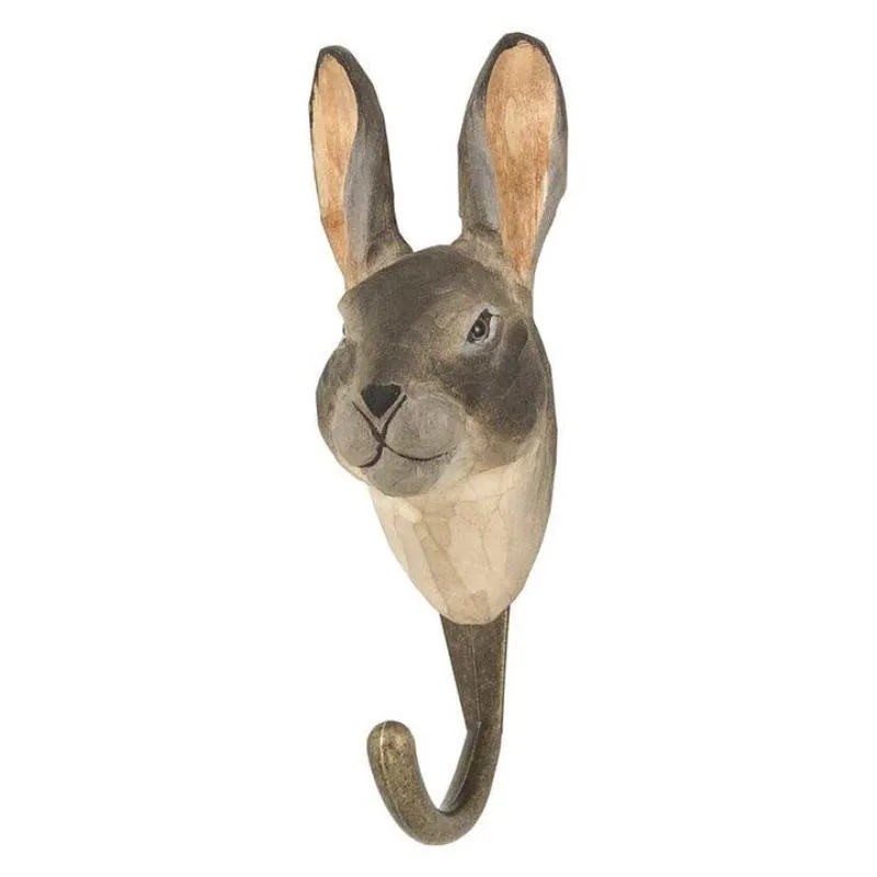 Wildlife Garden - Hand Carved Hook - Mountain Hare