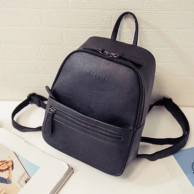 Women Backpack New Fashion Casual PU Leather ladies feminine backpack for teenage girls school bag solid mini Small backpack