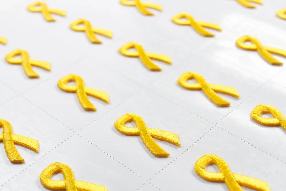 Yellow Ribbon Embroidered Stick-ons - 25-pack