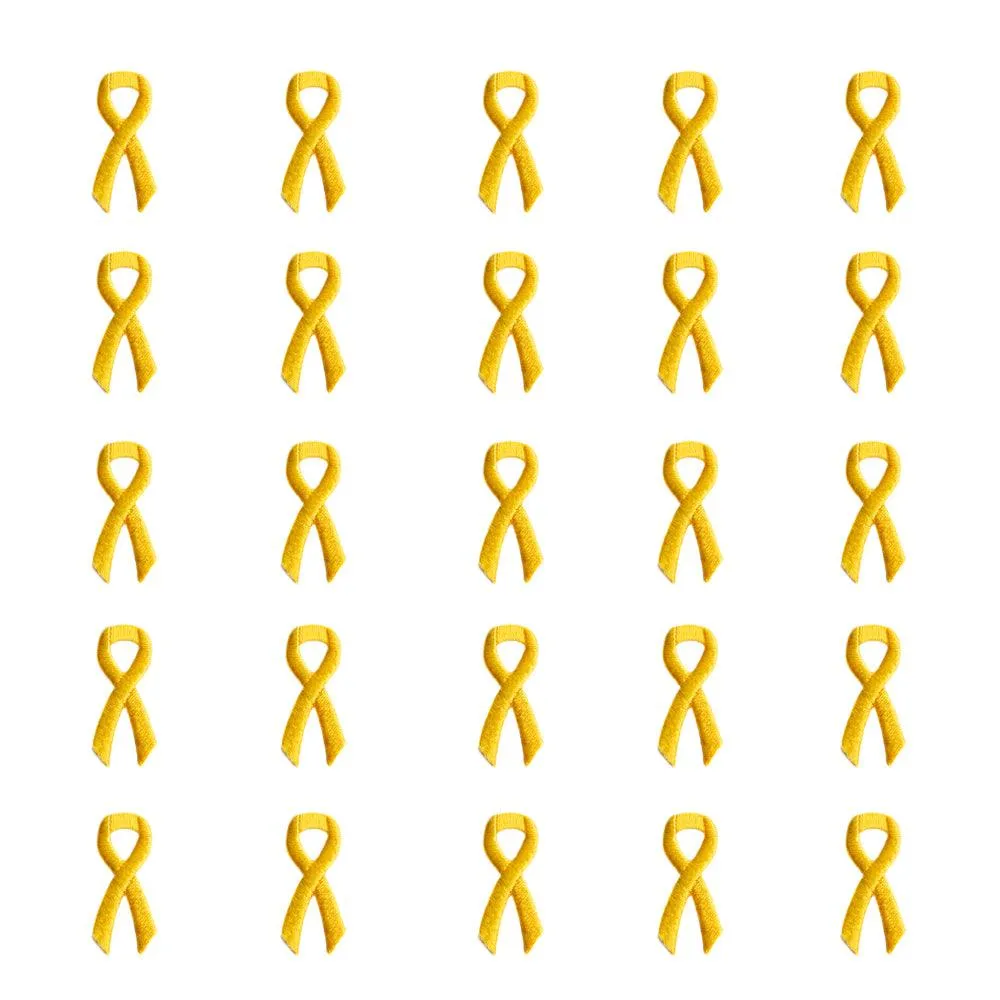 Yellow Ribbon Embroidered Stick-ons - 25-pack